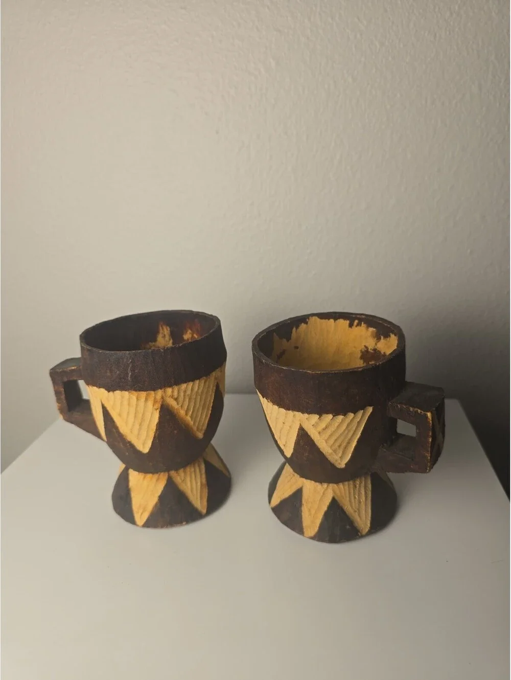 Somali Dhiil Milk Vessel Set Carved African Tribal Wood